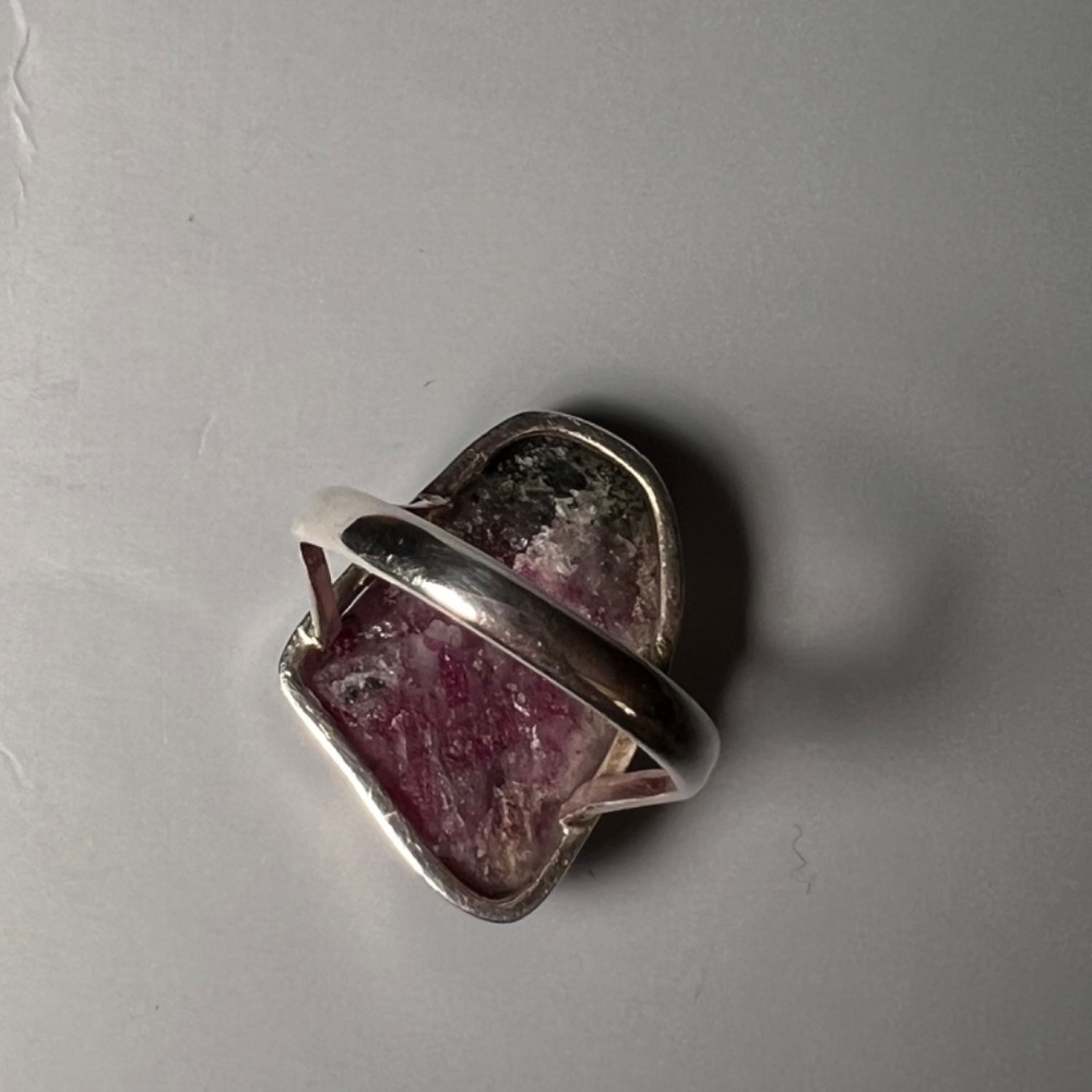 Raw Red, White & Green Watermelon Tourmaline Ring - Picture 2 of 8